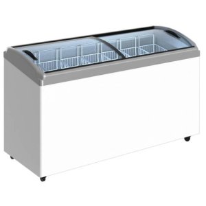 Ларь морозильный с гнутым стеклом CRYSPI ЛВН 500 Г (CF 500CQ) серый 6 корзин